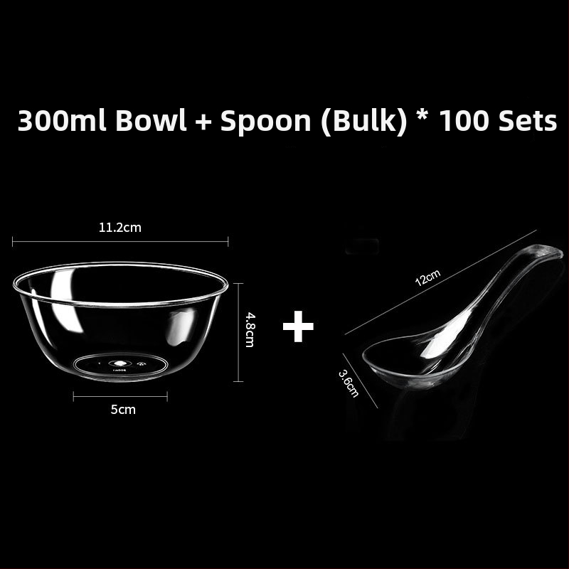 Bol de unică folosință din plastic transparent, rezistent, 300 ml, rotund, 112×50×48 mm