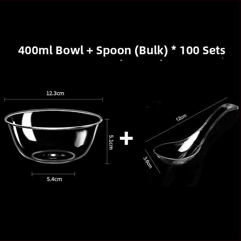 Bol de unică folosință din plastic transparent, rezistent, 300 ml, rotund, 112×50×48 mm