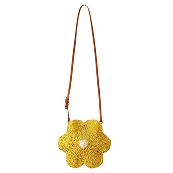 Slatka ručno pletena slamnata torba sa motivom suncokreta za ljeto, plažu i odmor, crossbody torba, ženska moda