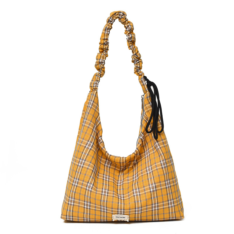 Ženska torbica za ramena u korejskom stilu s kariranim platnom, svestrana crossbody torba s velikim kapacitetom za svakodnevnu upotrebu