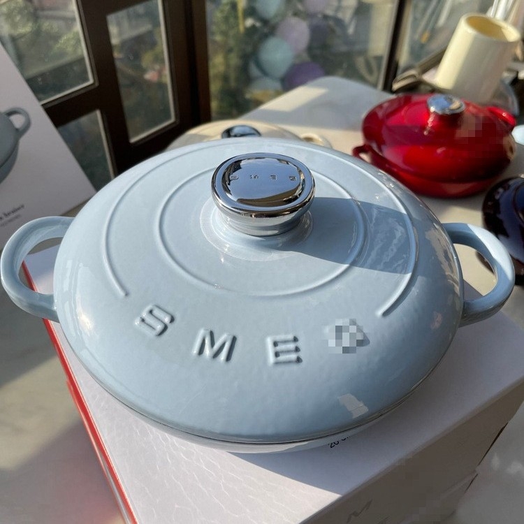 SM Smee EG Oală emailată pentru fructe de mare, vas din fontă pentru supe, 26 cm, 2.2 L