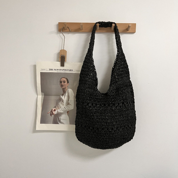 Proljetna 2024 papirno-pletena torba za rame, casual stil, plažna tote