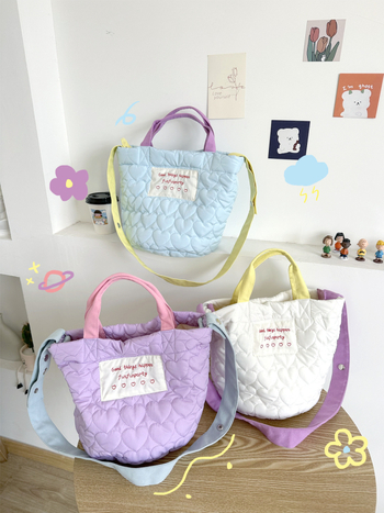 Purpurna quiltirana crossbody torba bucket stila, velika, mek pamuk, podstava od platna, cilindrični oblik, magnetsko zatvaranje