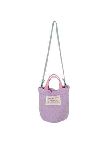 Purpurna quiltirana crossbody torba bucket stila, velika, mek pamuk, podstava od platna, cilindrični oblik, magnetsko zatvaranje