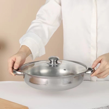 Oală de abur din oțel inoxidabil, două etaje, capac de sticlă, diametru 28 cm