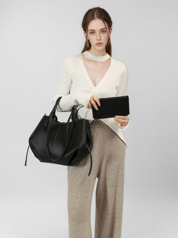 Torba s uzorkom lychee, oblik krila, velika kapaciteta bucket bag, svakodnevna moderna torba