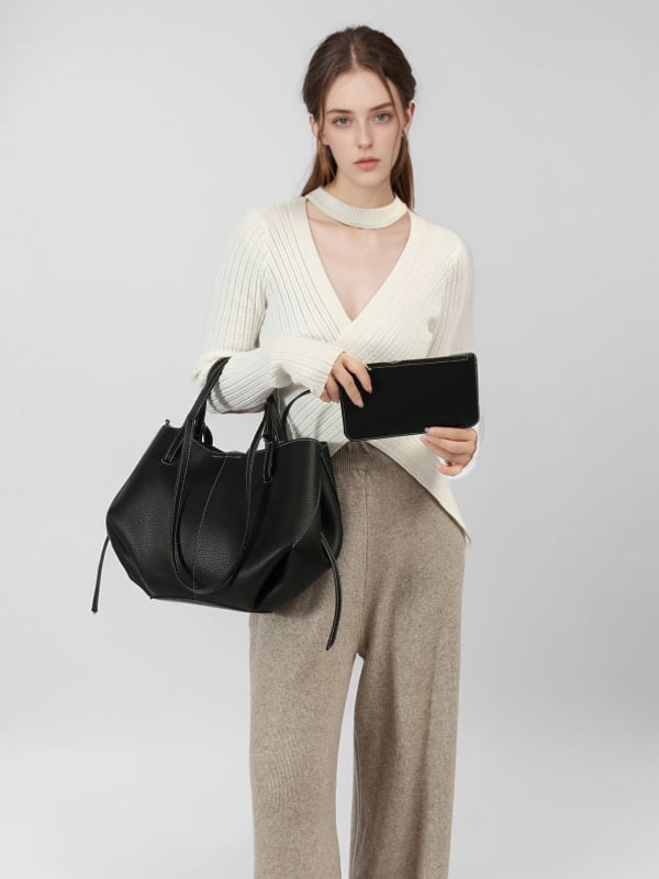 Torba s uzorkom lychee, oblik krila, velika kapaciteta bucket bag, svakodnevna moderna torba