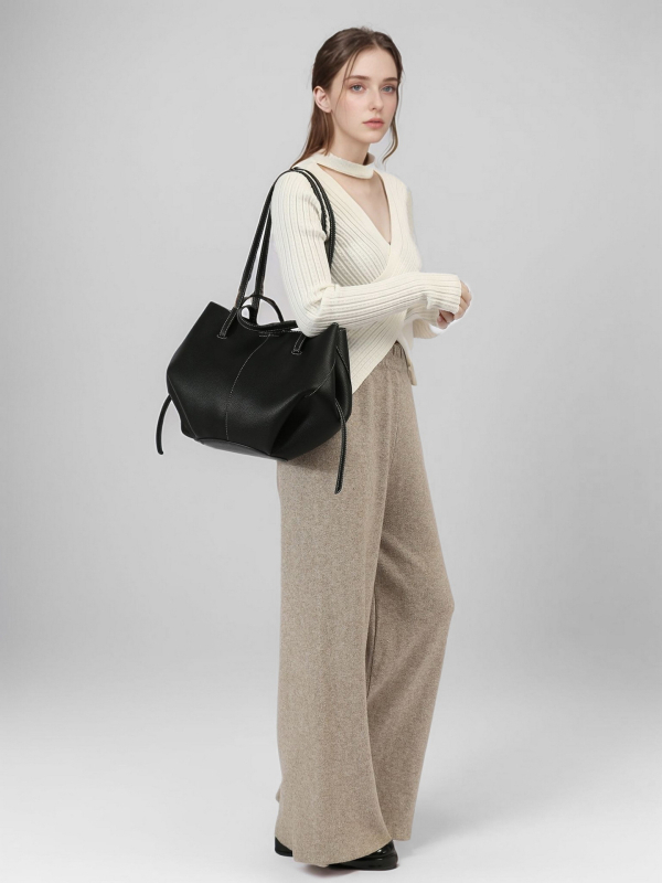 Torba s uzorkom lychee, oblik krila, velika kapaciteta bucket bag, svakodnevna moderna torba