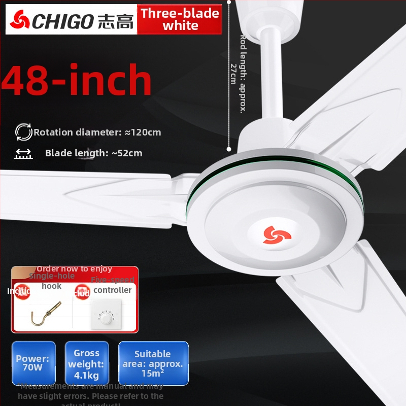 Chigo stropný ventilátor FC-30, vysoký výkon, 70W, 220V, diaľkové ovládanie, 3/5 lopatiek, pre domáce a priemyselné použitie, 50Hz
