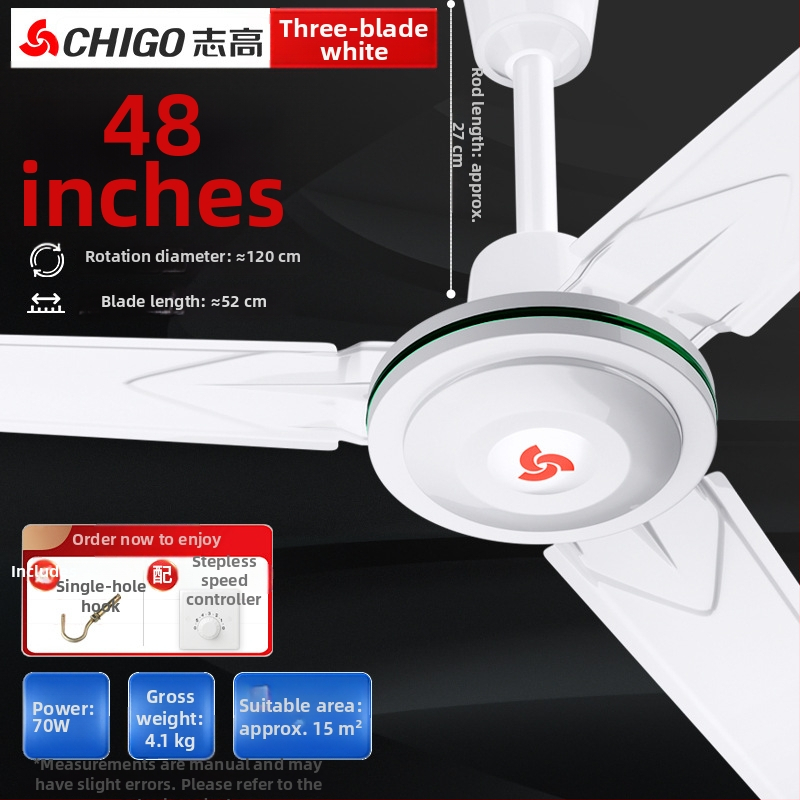 Chigo stropný ventilátor FC-30, vysoký výkon, 70W, 220V, diaľkové ovládanie, 3/5 lopatiek, pre domáce a priemyselné použitie, 50Hz