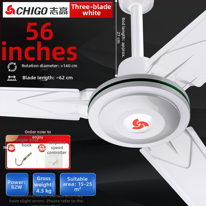 Chigo stropný ventilátor FC-30, vysoký výkon, 70W, 220V, diaľkové ovládanie, 3/5 lopatiek, pre domáce a priemyselné použitie, 50Hz