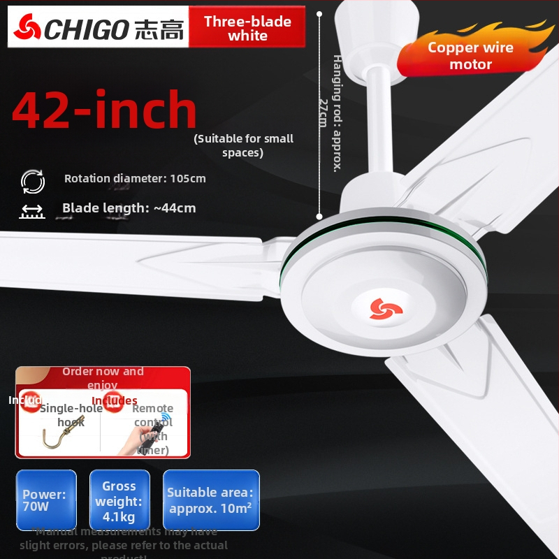 Chigo stropný ventilátor FC-30, vysoký výkon, 70W, 220V, diaľkové ovládanie, 3/5 lopatiek, pre domáce a priemyselné použitie, 50Hz