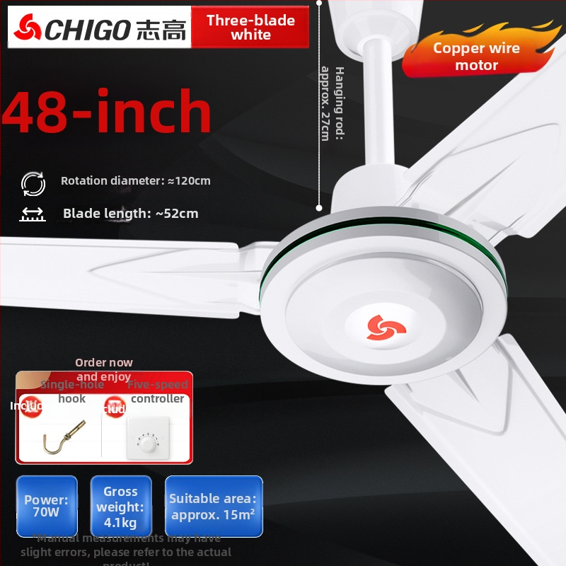 Chigo stropný ventilátor FC-30, vysoký výkon, 70W, 220V, diaľkové ovládanie, 3/5 lopatiek, pre domáce a priemyselné použitie, 50Hz