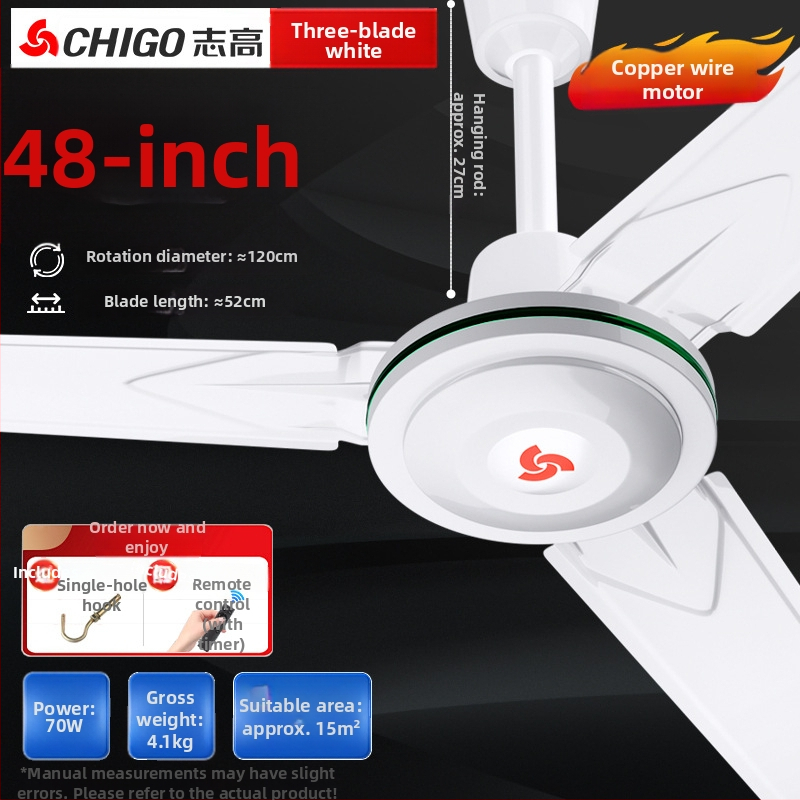 Chigo stropný ventilátor FC-30, vysoký výkon, 70W, 220V, diaľkové ovládanie, 3/5 lopatiek, pre domáce a priemyselné použitie, 50Hz