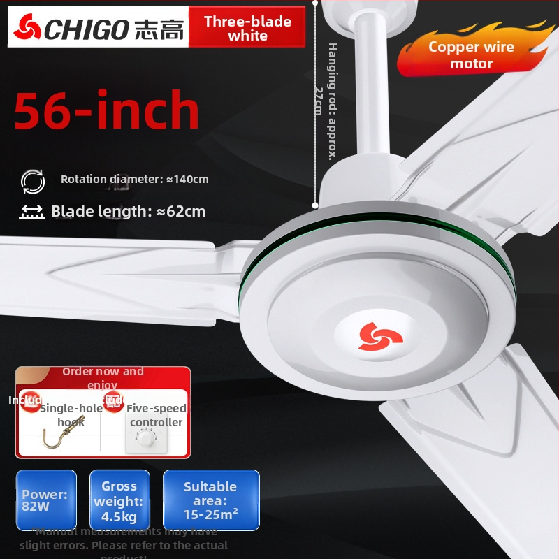 Chigo stropný ventilátor FC-30, vysoký výkon, 70W, 220V, diaľkové ovládanie, 3/5 lopatiek, pre domáce a priemyselné použitie, 50Hz