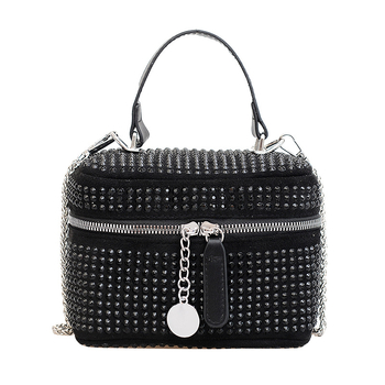 Box torbica preko ramena s kristalima i lancem, moderni personalizirani crossbody od PU kože