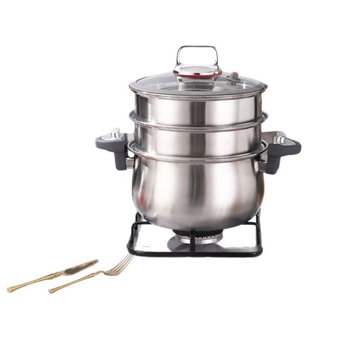 Oală sub presiune din oțel inoxidabil, capacitate mare 26 cm, oală pentru gătit și supe, vaporizator cu mai multe niveluri, pentru uz casnic