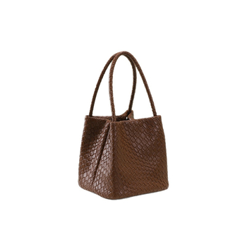 Ženska PU torbica s reljefnom teksturom pletene mreže, bucket stil, elegantna torbica za ruku