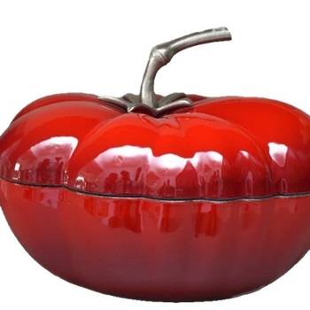 Oală de supă din fontă emailată, în formă de roșie, 2,1–3 L, compatibilă cu toate plitele