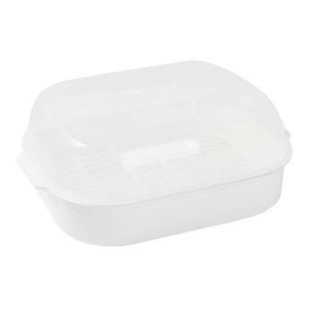 Cutie de aburi pentru microunde cu capac, inserție din plastic, capacitate mare, de calitate alimentară, rezistentă la temperaturi înalte