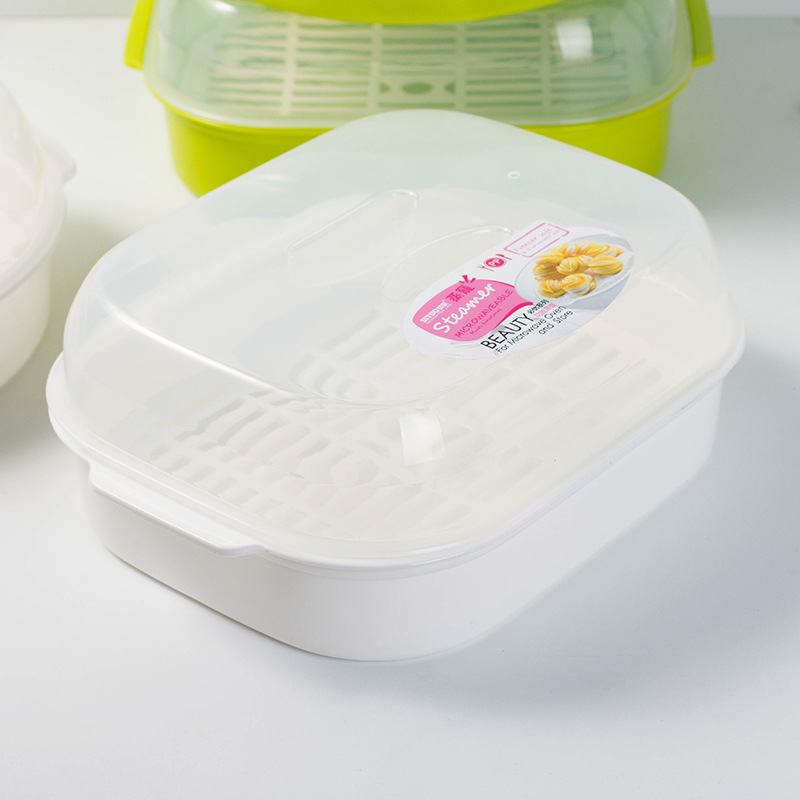 Cutie de aburi pentru microunde cu capac, inserție din plastic, capacitate mare, de calitate alimentară, rezistentă la temperaturi înalte