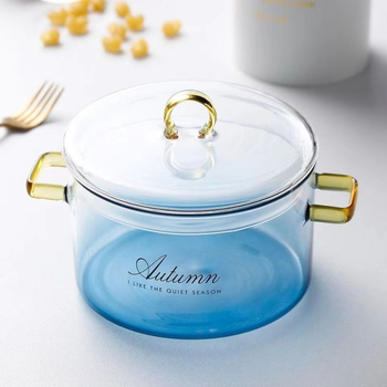 Oală de supă din sticlă borosilicată, transparentă, rezistentă la temperaturi înalte, cu capac, pentru aragaz cu gaz