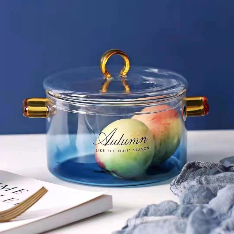 Oală de supă din sticlă borosilicată, transparentă, rezistentă la temperaturi înalte, cu capac, pentru aragaz cu gaz
