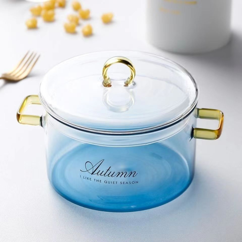 Oală de supă din sticlă borosilicată, transparentă, rezistentă la temperaturi înalte, cu capac, pentru aragaz cu gaz