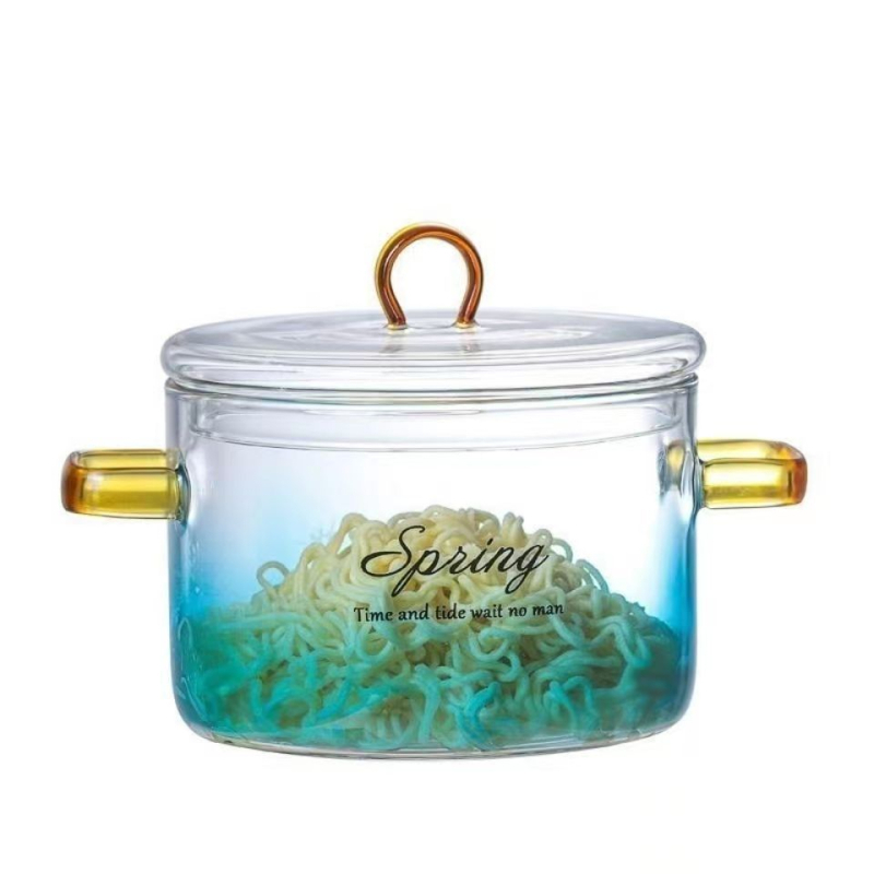 Oală de supă din sticlă borosilicată, transparentă, rezistentă la temperaturi înalte, cu capac, pentru aragaz cu gaz