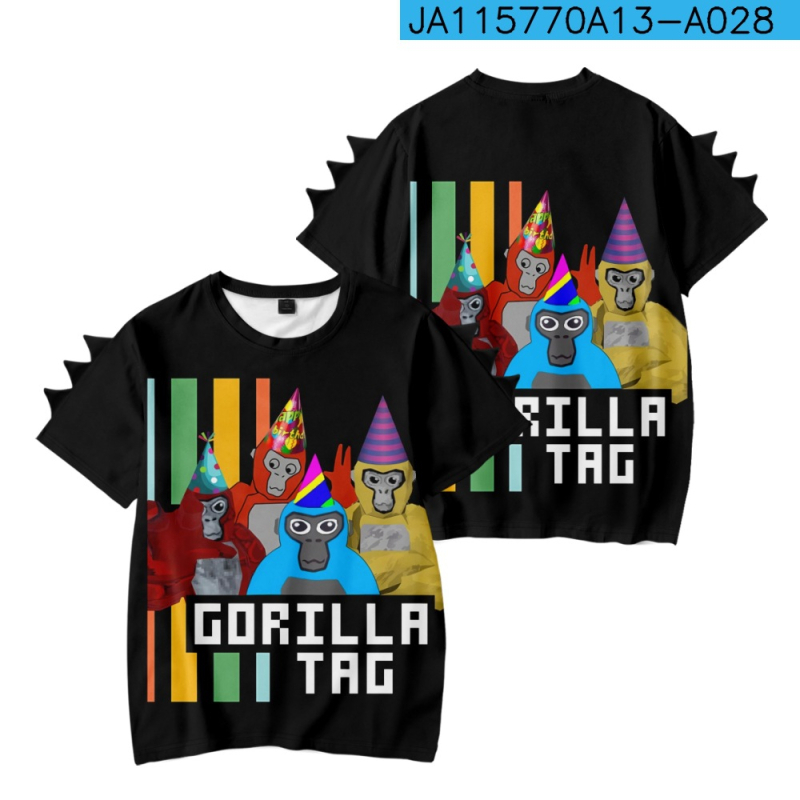Gorilla Tag gyerekeknek rövid ujjú póló, dinoszaurusz minta, poliészter