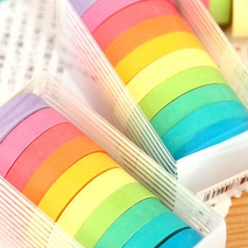 Set curcubeu de bandă washi uni pentru papetărie DIY și agendă