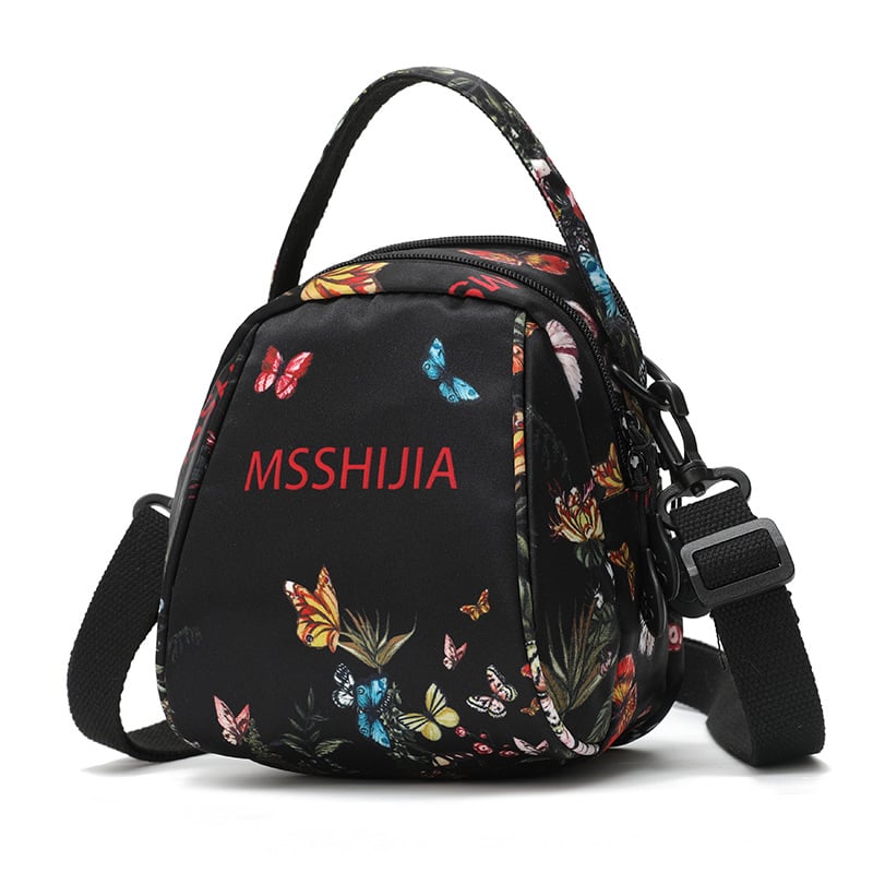 Nova lagana crossbody torbica s velikom kapacitetom, višestrukim džepovima, s odvojivom naramenicom i novčanikom, s motivom leptira i cvijeća