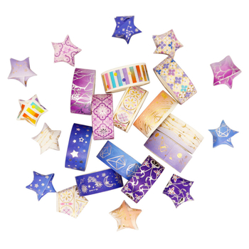 Bandă Washi cu folie de aur, cer înstelat – decor DIY pentru jurnal