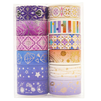 Bandă Washi cu folie de aur, cer înstelat – decor DIY pentru jurnal