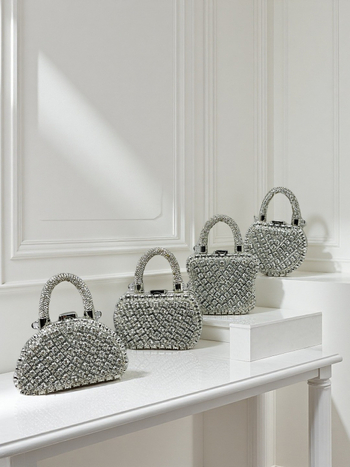 Clutch torbica sa kristalima, lančana traka, mini ženska torba, moderna i svestrana