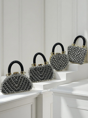 Clutch torbica sa kristalima, lančana traka, mini ženska torba, moderna i svestrana