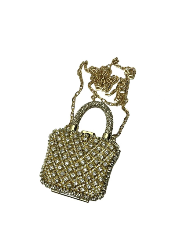 Clutch torbica sa kristalima, lančana traka, mini ženska torba, moderna i svestrana