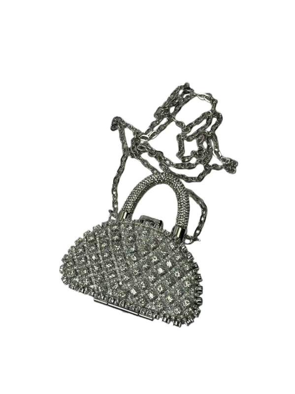 Clutch torbica sa kristalima, lančana traka, mini ženska torba, moderna i svestrana