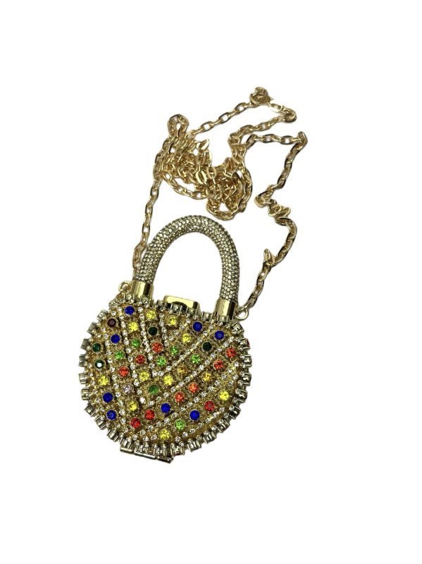 Clutch torbica sa kristalima, lančana traka, mini ženska torba, moderna i svestrana