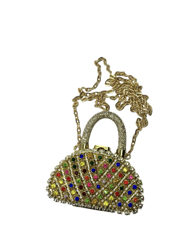 Clutch torbica sa kristalima, lančana traka, mini ženska torba, moderna i svestrana