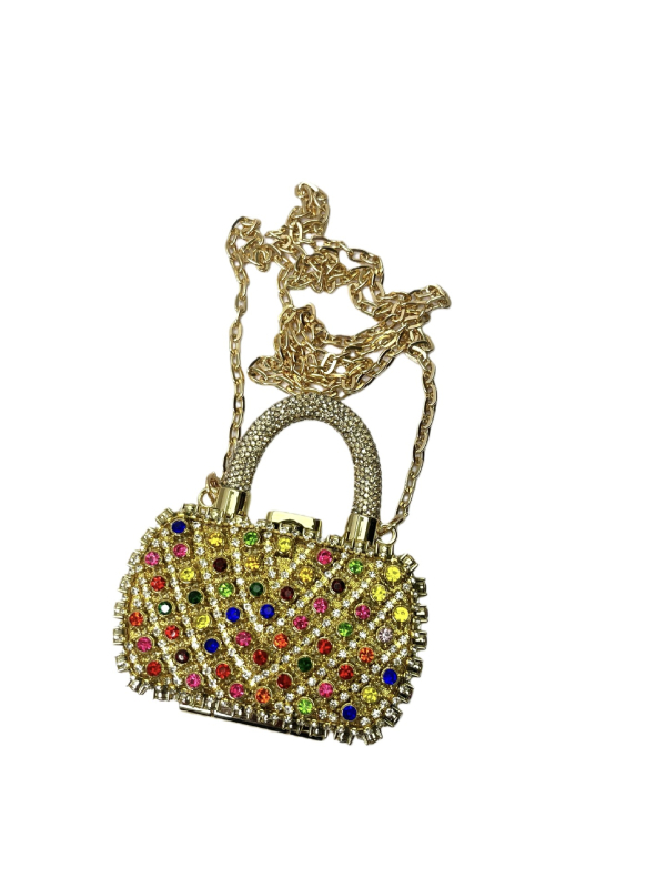 Clutch torbica sa kristalima, lančana traka, mini ženska torba, moderna i svestrana