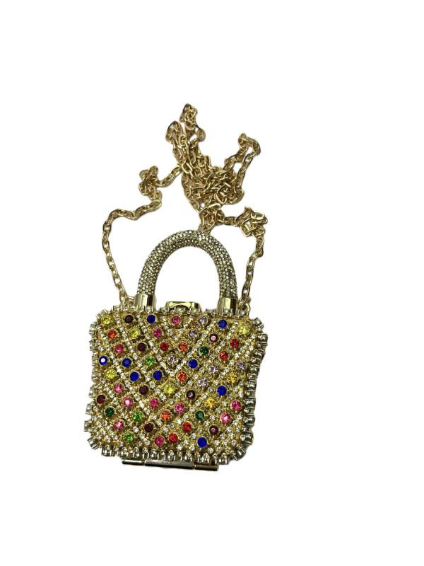 Clutch torbica sa kristalima, lančana traka, mini ženska torba, moderna i svestrana