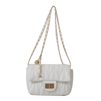 Ženska PU koža crossbody torba, mala kvadratna torba, lančani remen, šivani detalji, dijamantni quilt, gradski stil 2024