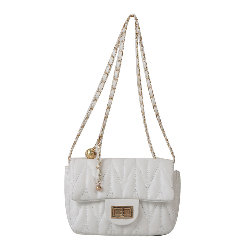 Ženska PU koža crossbody torba, mala kvadratna torba, lančani remen, šivani detalji, dijamantni quilt, gradski stil 2024
