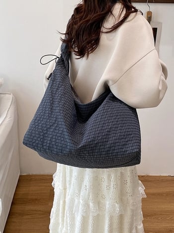 2025 nova ženska Puff torba s kariranim uzorkom, preko ramena i crossbody, velika kapaciteta, tote za svakodnevnu upotrebu, svestran modni cloud bag