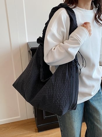2025 nova ženska Puff torba s kariranim uzorkom, preko ramena i crossbody, velika kapaciteta, tote za svakodnevnu upotrebu, svestran modni cloud bag