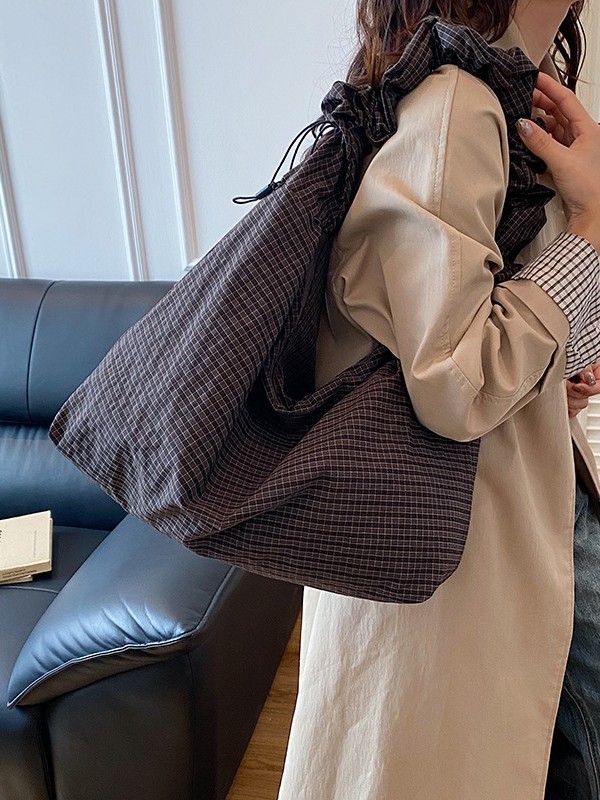 2025 nova ženska Puff torba s kariranim uzorkom, preko ramena i crossbody, velika kapaciteta, tote za svakodnevnu upotrebu, svestran modni cloud bag