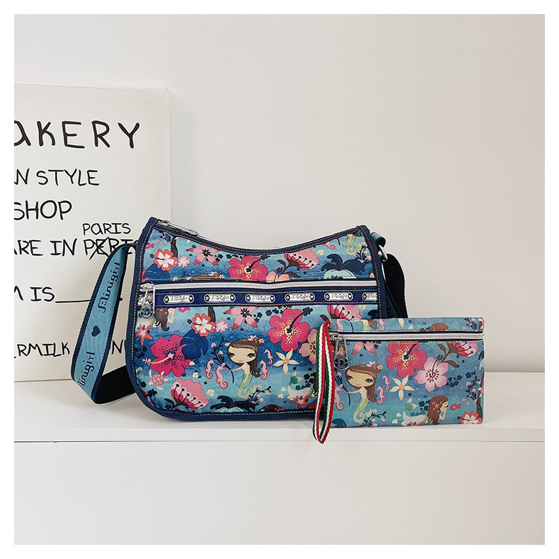 Minigirl denim tote torba, dvodijelni set, velika kapaciteta, vodootporna tkanina padobrana, za žene