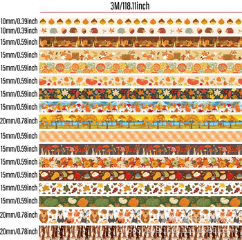 Bandă washi de toamnă pentru decor și etichete din hârtie pentru planificare