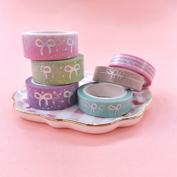 Set de autocolante cu fundă pastel, folie aurie și bandă de hârtie pentru decor